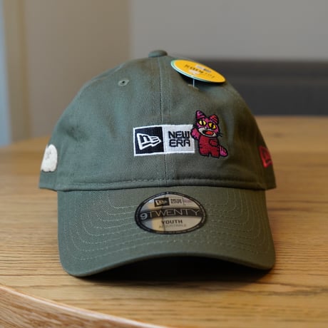 NEWERA・ニューエラ　Youth 9TWENTY たべっ子どうぶつ ねこ ボックスロゴ ニューオリーブ  14346890