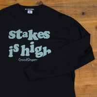 DE SINGSMAN　"stakes is high" L/S Tee 12inchタイトル Reタイポグラフィック（Black）