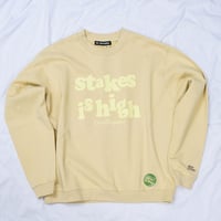 【DE SINGSMANシリーズ】第二弾　"stakes is high"　12inchタイトル　Reタイポグラフィック　スウェット（BEIGE）