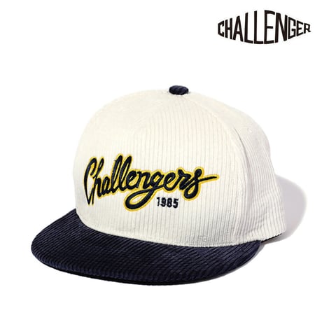 チャレンジャー CHALLENGER CORDUROY CURSIVE CAP WHITE×NAVY