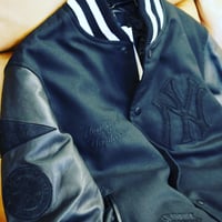 Vintage/deadstock　NEW ERA ニューエラ　STADIUM JKT NEYYAN FULL PATCH BLK BLK（L）