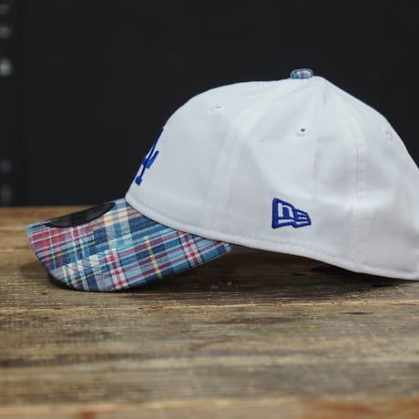 NEW ERA・ニューエラ　9TWENTY MLB Patchwork ロサンゼルス・ドジャース クロームホワイト マドラスチェックバイザー