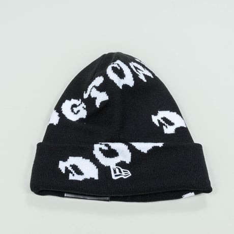 NEWERA・ニューエラ　  ベーシック カフニット DOG TOWN ドッグタウン オールオーバー（ブラック）