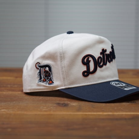 47BRAND デトロイトタイガース フォーティーセブン キャップ ’47 MLB タイガース キャップ Double Header Script Shot Hitch ホワイト ネイビー