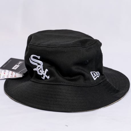 NEW ERA・ニューエラ　 バケット01 MLB Reversible Hat リバーシブル シカゴ・ホワイトソックス（ブラック/ペブル）（M/Lサイズ）