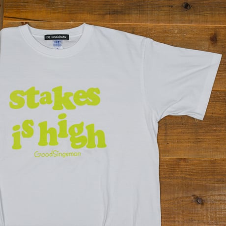 DE SINGSMAN　"stakes is high" Tee 12inchタイトル Reタイポグラフィック（White）