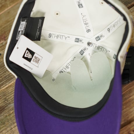 NEWERA・ニューエラ 9THIRTY レザーストラップ League Buckle ロサンゼルス・レイカーズ クローム パープルバイザー 14667919