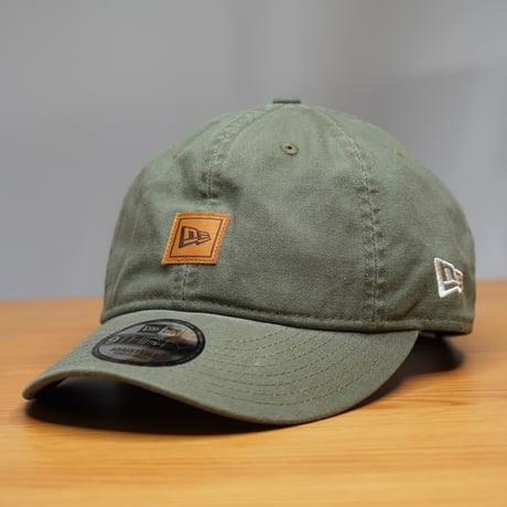NEW ERA・ニューエラ 9THIRTY フラッグロゴ ウーブンパッチ Washed Duck オリーブ