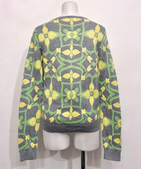 Vintage Psychedelic Floral Design Knit Cardigan M