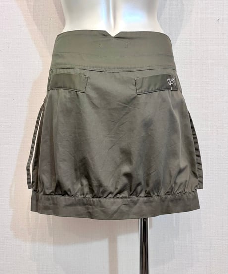 Vintage Military Green Pocket Design Balloon Mini Skirt S