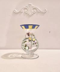 Vintage Butterfly & Bugs Hand Painted Glass Flower Vase