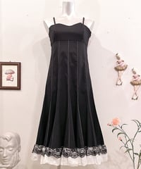 Vintage Black & White Stitch Design Camisole Dress M