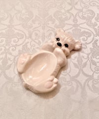 Vintage Beige Bear Motif Ceramic Tray