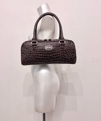 Vintage FOLLI FOLLIE Brown Crocodile Enamel Hand Bag