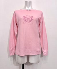 Vintage/Remake Butterfly Print Design Pink Thermal Top S