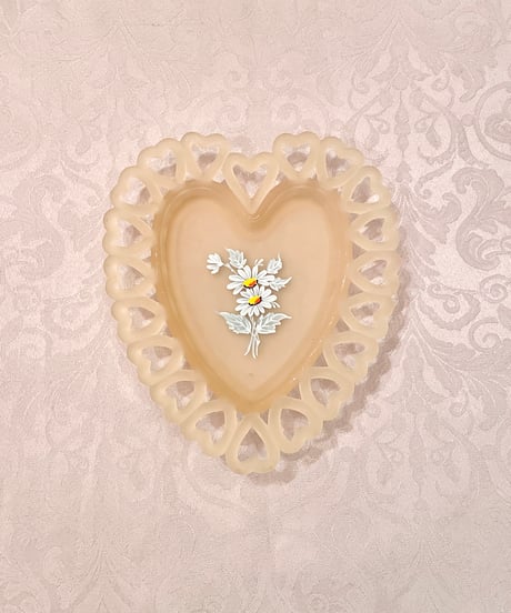 Vintage Westmoreland Yellow Satin Glass Heart Shape Plate