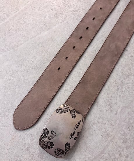 Vintage Pale Gray Suede Buckle Design Belt
