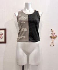 Vintage Khaki Gray & Black No Sleeve Top S