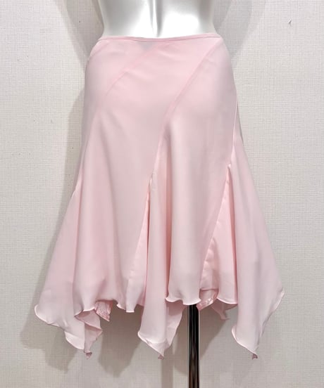Vintage Baby Pink Zig Zag Design Flare Skirt S
