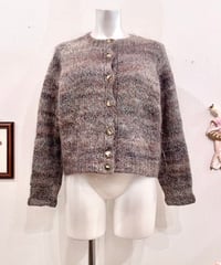Vintage Khaki Brown Mix Knit Mohair Cardigan S