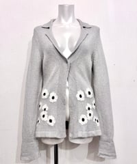 Vintage Flower Embroidery Design Knit Cardigan M