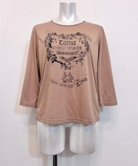 Vintage Gray Brown Rhinestone & Faded Print Top S