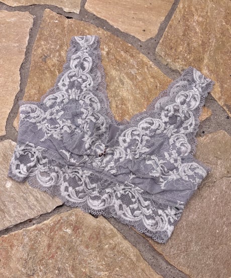 Vintage Purple Gray Lace Bra Top M