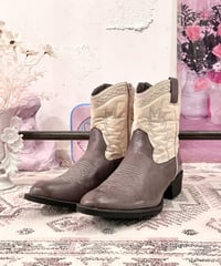 Vintage Beige & Gray Brown Western Boots 26.0cm
