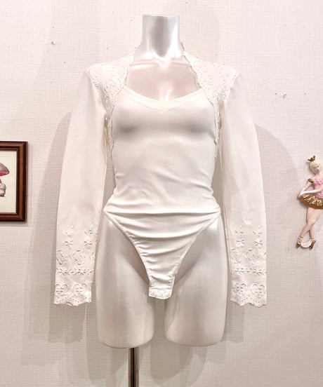 Vintage White Heart Lace Design Bodysuits S