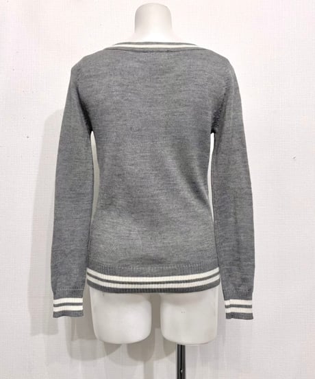 Vintage Gray Argyle Design Knit Cardigan S