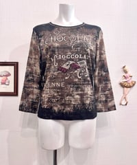 Vintage Chocolate Motif Y2K Design Top S