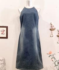 Vintage Side Line Design Denim Dress M