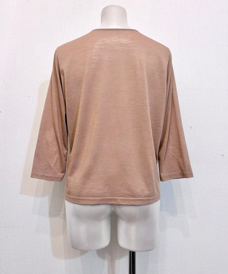 Vintage Gray Brown Rhinestone & Faded Print Top S