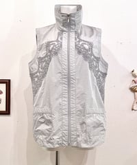 Vintage Silver Gray Lace Design Vest M