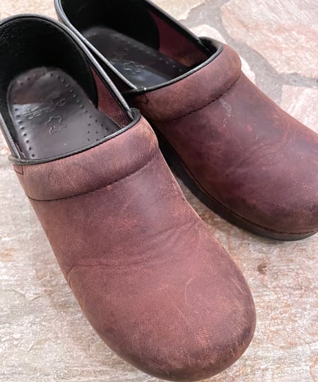 Vintage DANSKO Dark Brown Nubuck Leather Clogs 26.0cm