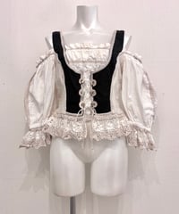 Vintage Lace Up & Off Shoulder Design Tyrolean Bustier Top M