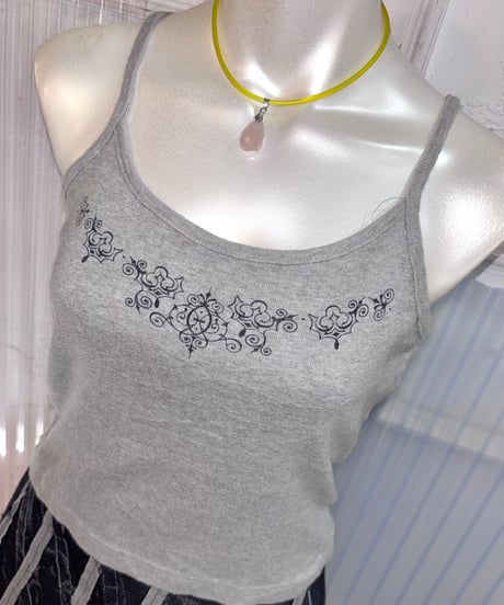 Vintage Gray & Black Tribal Print Camisole Top S