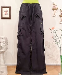 Vintage Black Cargo Design Nylon Flare Pants M