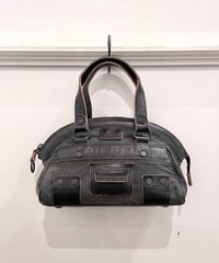 Vintage DIESEL Black Leather & Canvas Design Hand Bag