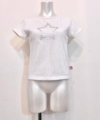 Vintage Silver Star & Mesh Layered Design T-Shirt S