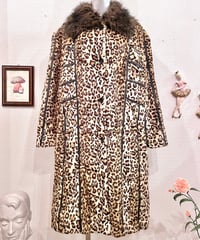 Vintage Leorard Faux Fur Long Coat M
