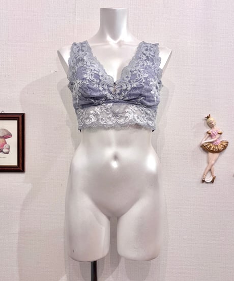 Vintage Purple Gray Lace Bra Top M