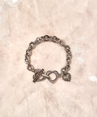 Vintage Rhinestone Design Double Heart Chain Bracelet