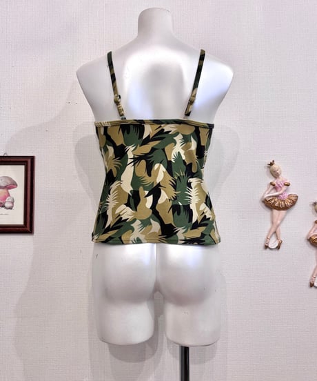Vintage Camouflage Design Camisole Top S
