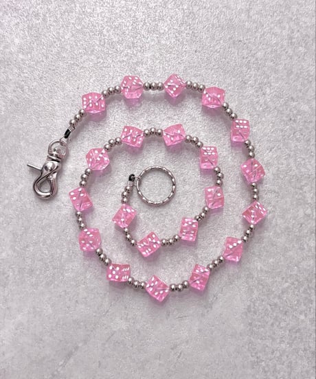 Vintage/Deadstock Pink Clear Dice Wallet Chain
