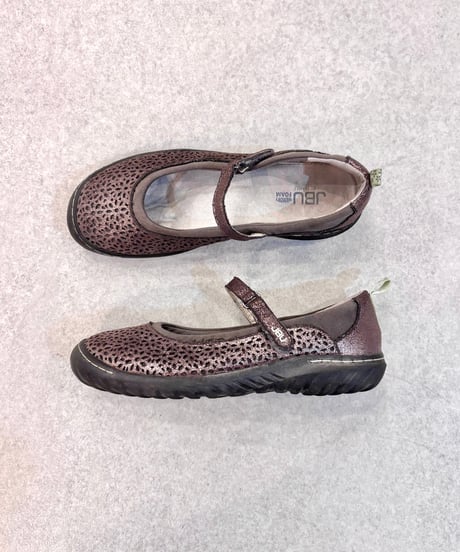Vintage Metalic Gray Mesh Design Strap Shoes 25.5cm