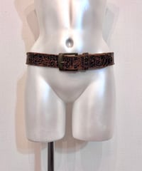 Vintage Crack Damage Design Brown Leather Belt