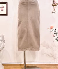 Vintage Greige Corduroy Design Midi Skirt M