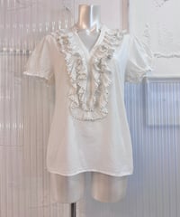 Vintage White Cotton Frill Lace Design Top M