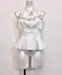 Vintage/Remake QUIETGIRL Print 3D Frill & Halterneck Design Camisole Top S